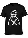 Distressed Money Bag Graphic Tee - Black Cotton T-Shirt