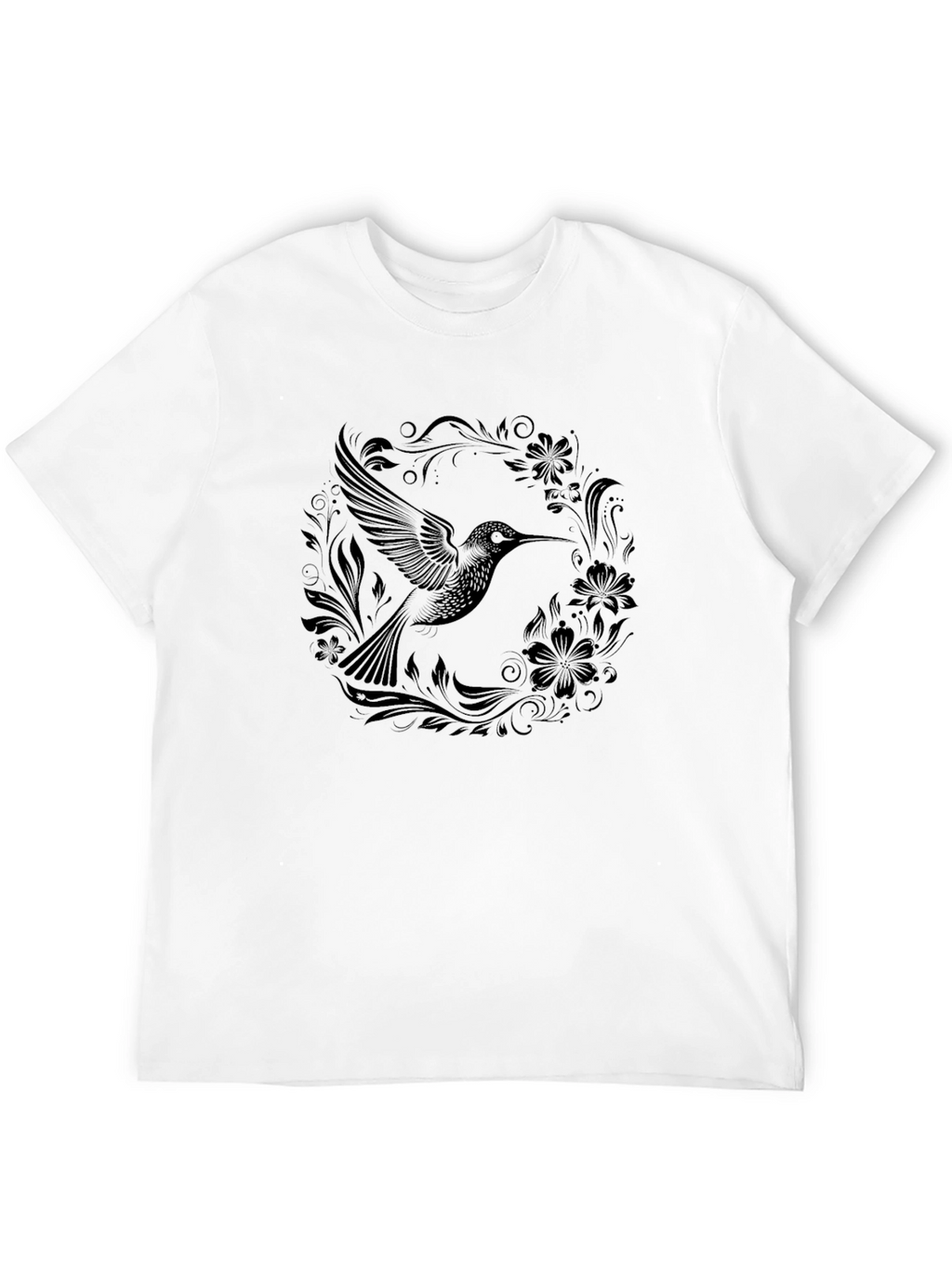Hummingbird Floral Black T-Shirt