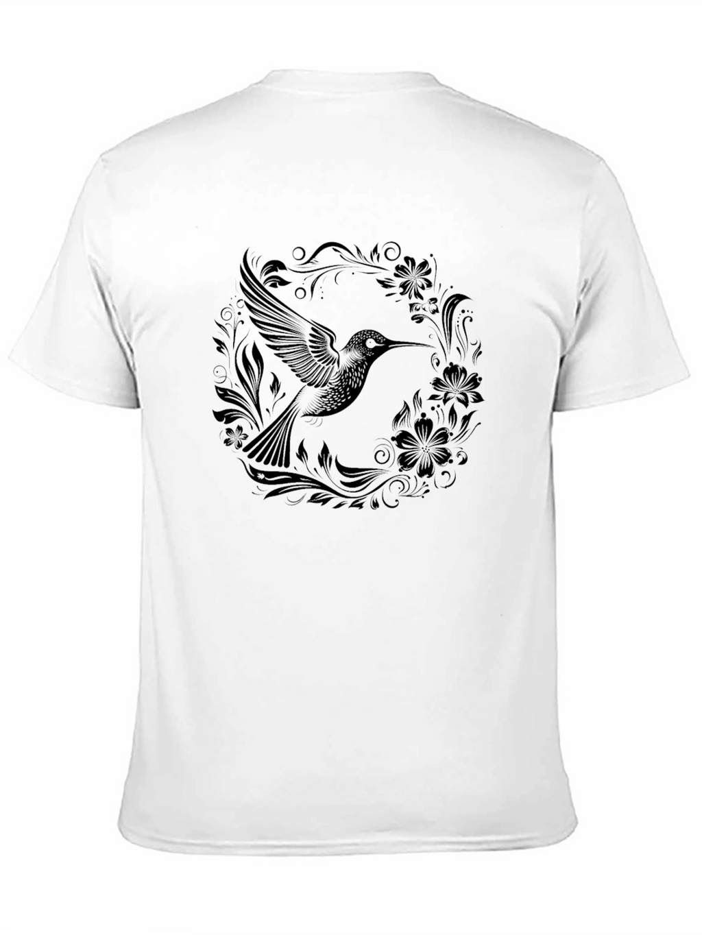 Hummingbird Floral Black T-Shirt