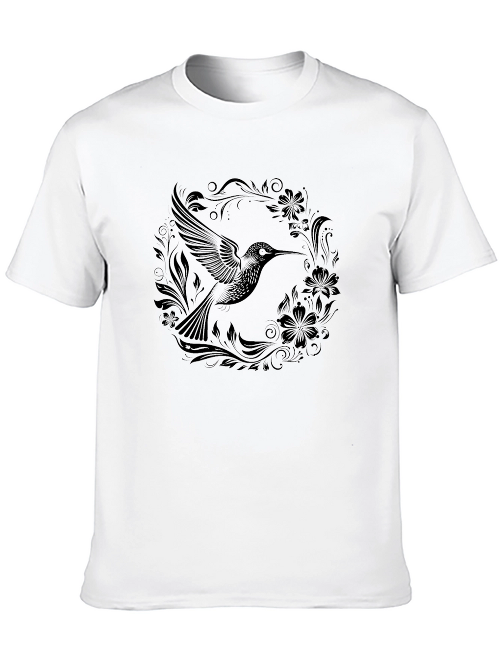 Hummingbird Floral Black T-Shirt