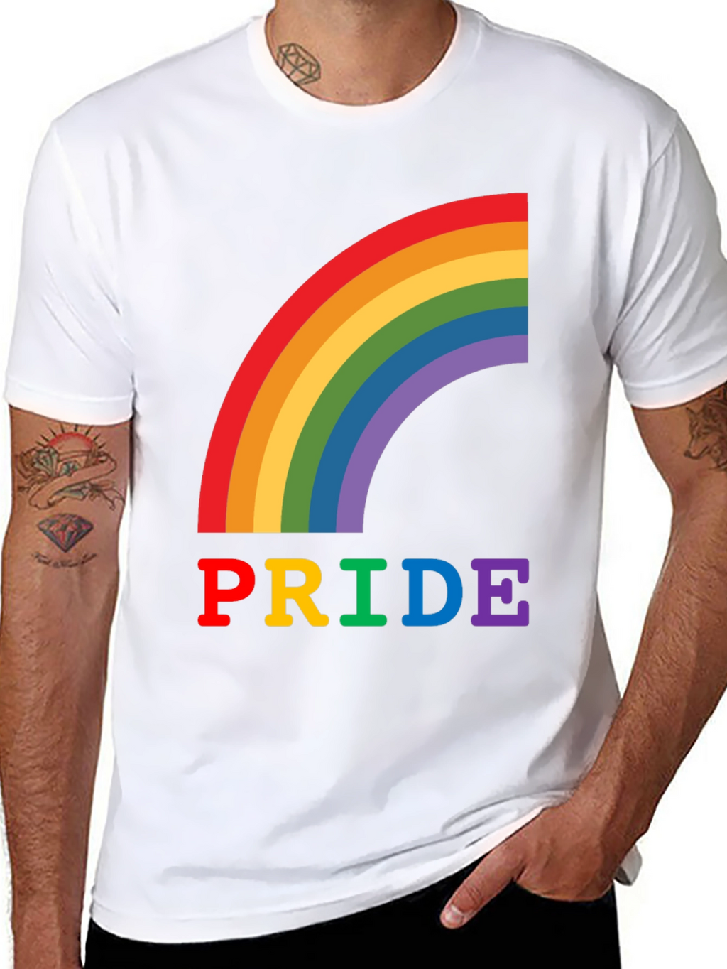Pride Rainbow Graphic Tee - Black Cotton T-Shirt