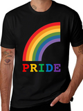 Pride Rainbow Graphic Tee - Black Cotton T-Shirt
