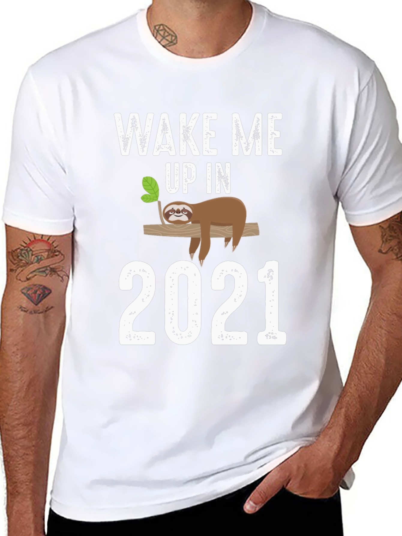 Wake Me Up in 2021 Sloth Graphic Tee