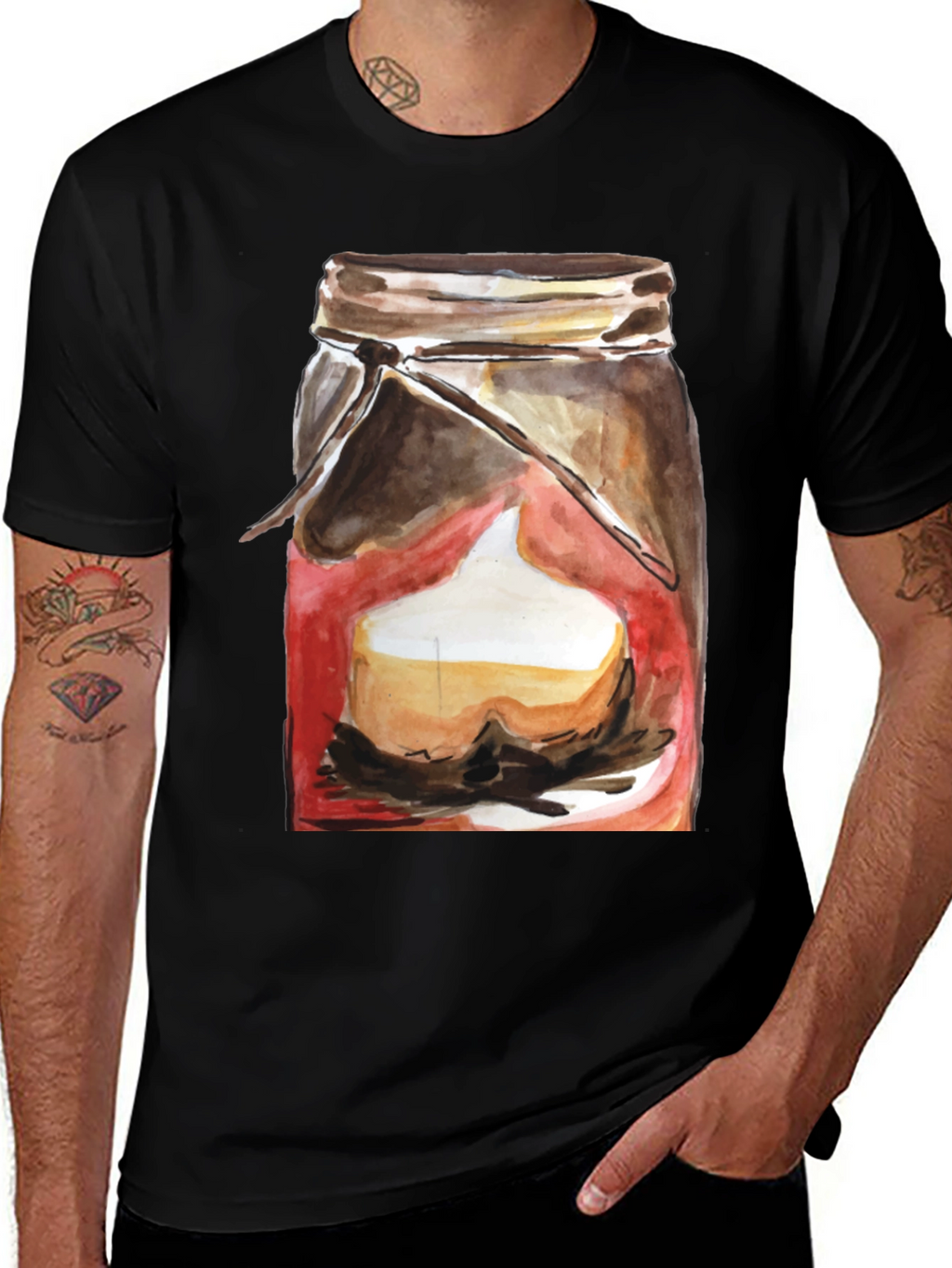 Mason Jar Dessert Graphic Tee - Black