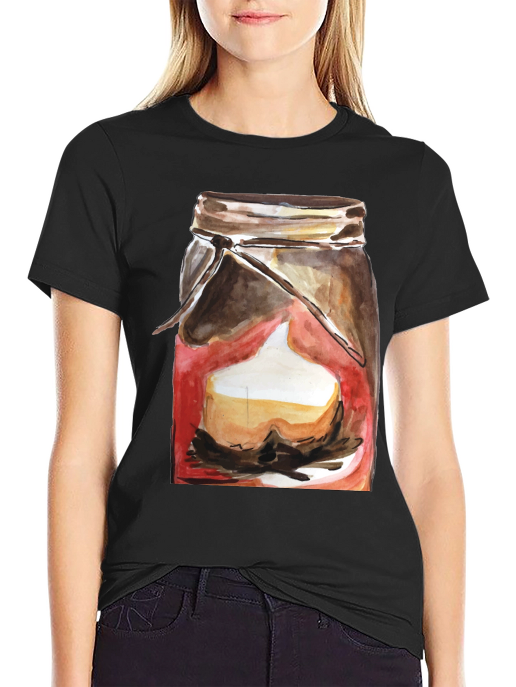 Mason Jar Dessert Graphic Tee - Black