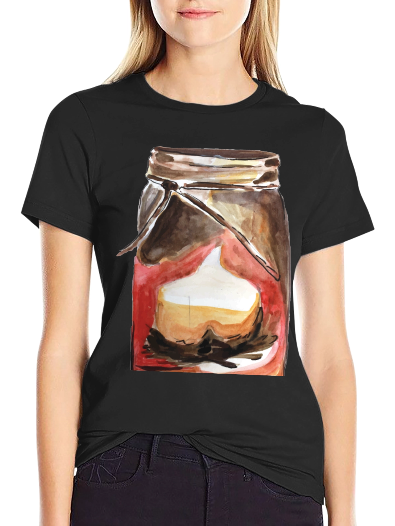 Mason Jar Dessert Graphic Tee - Black