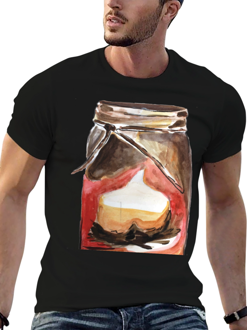 Mason Jar Dessert Graphic Tee - Black