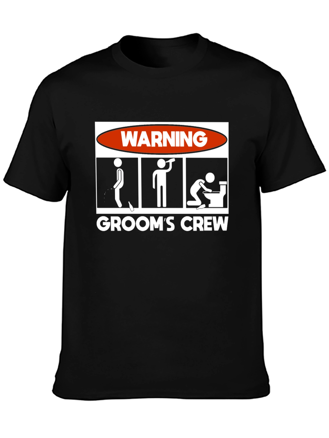 Grooms Crew Warning Graphic Novelty T-Shirt