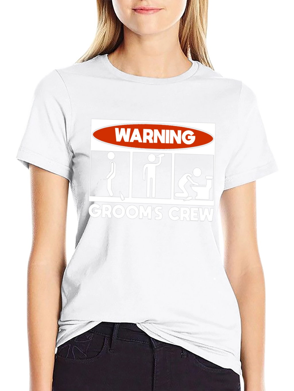 Grooms Crew Warning Graphic Novelty T-Shirt