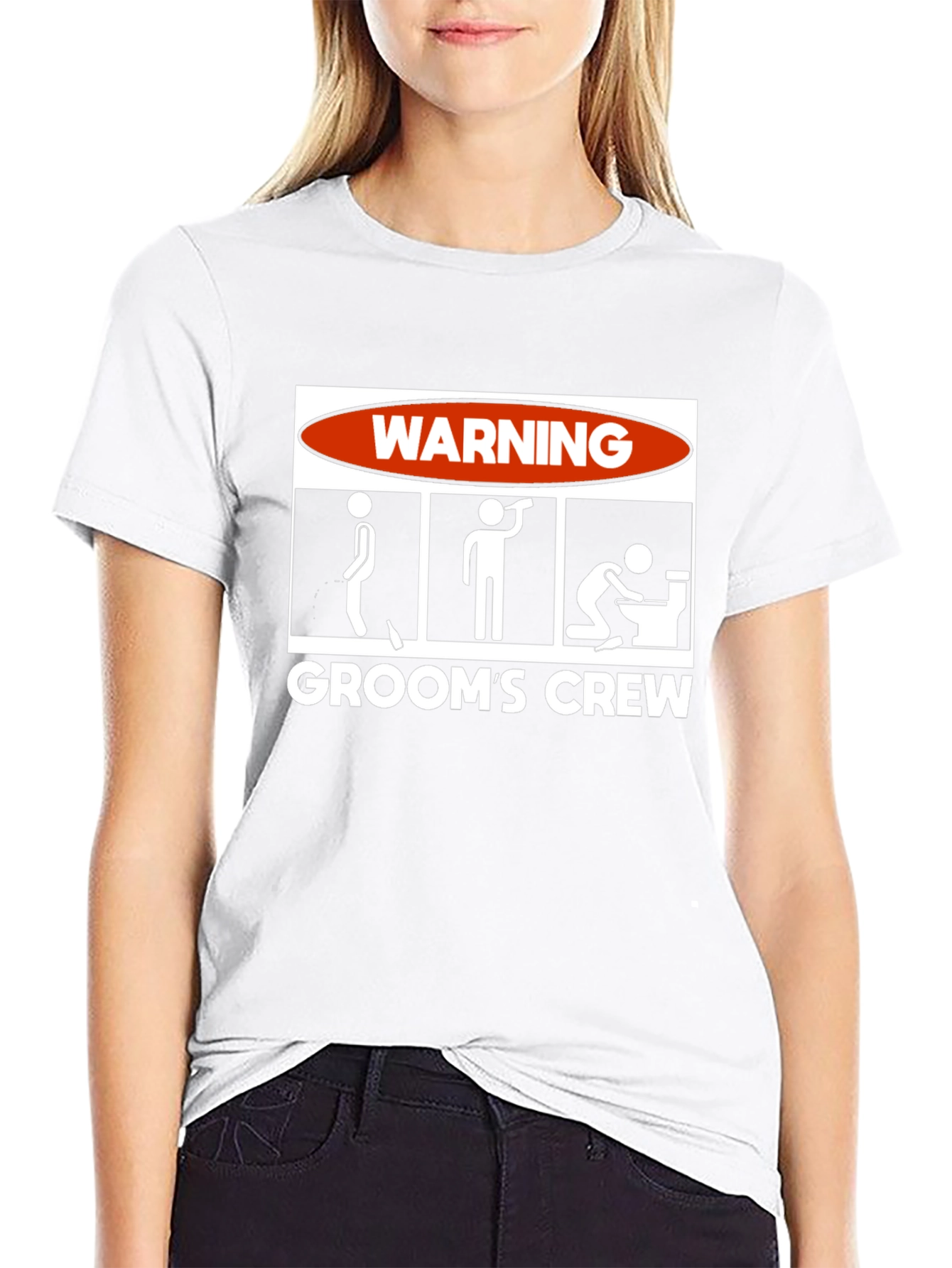 Grooms Crew Warning Graphic Novelty T-Shirt
