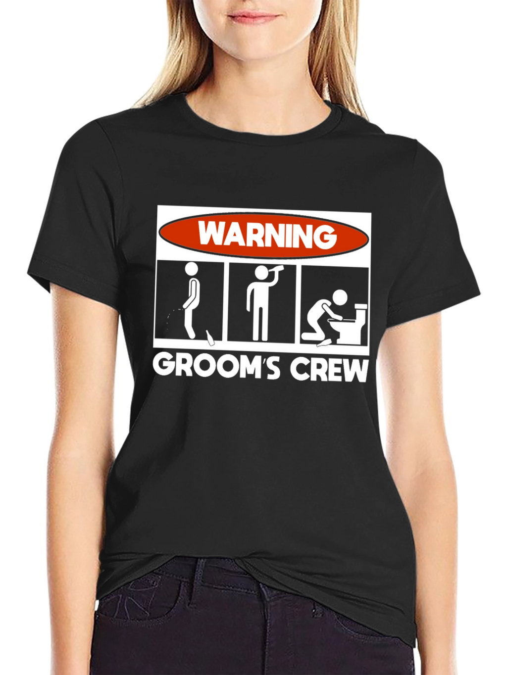 Grooms Crew Warning Graphic Novelty T-Shirt
