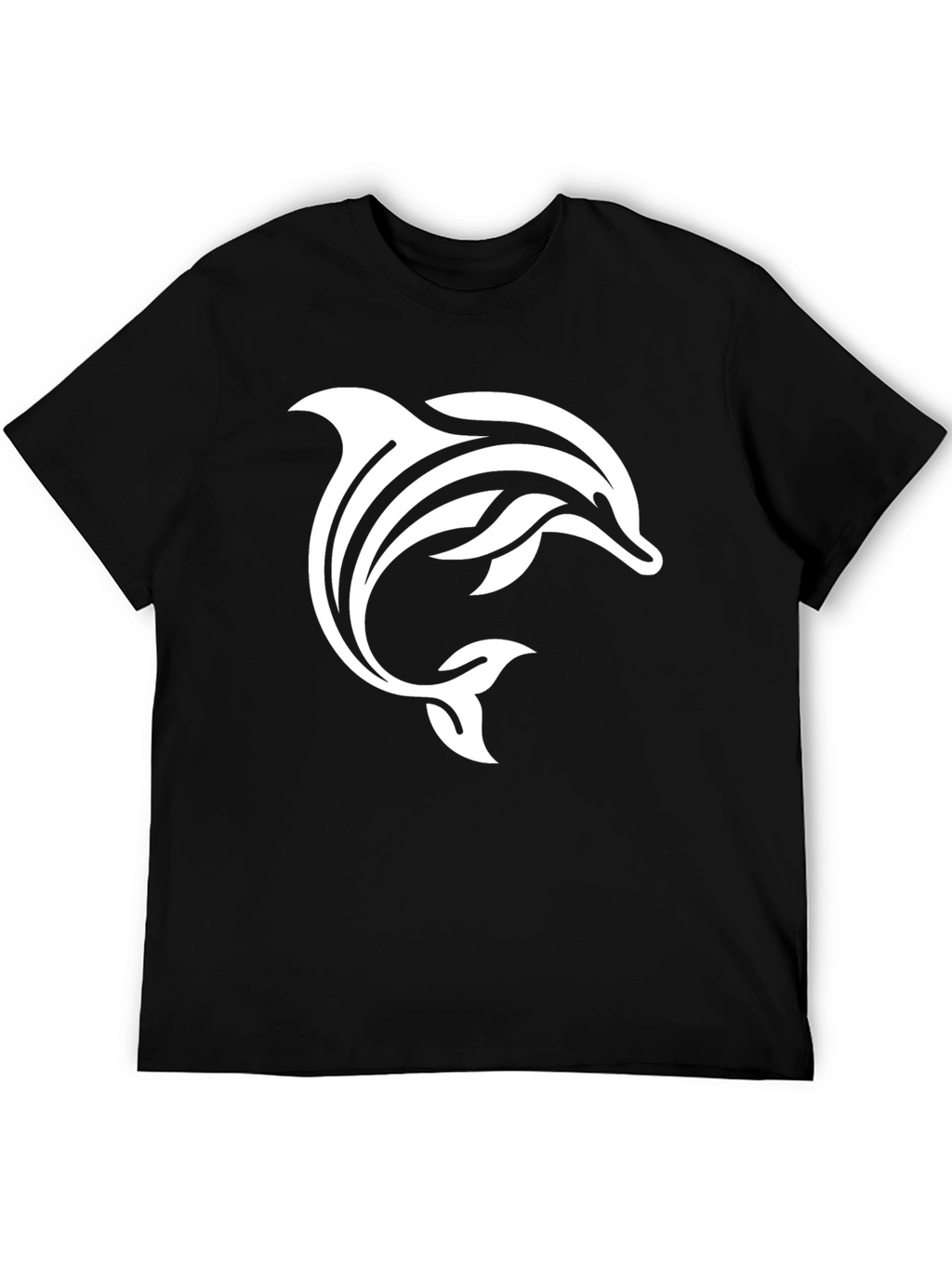 Black T-Shirt with White Dolphin Design
