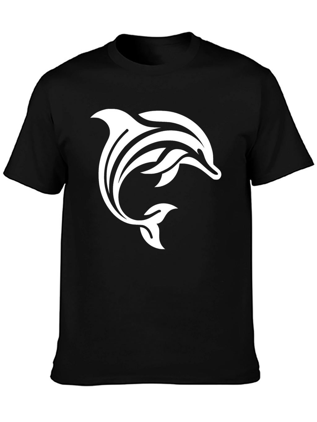 Black T-Shirt with White Dolphin Design