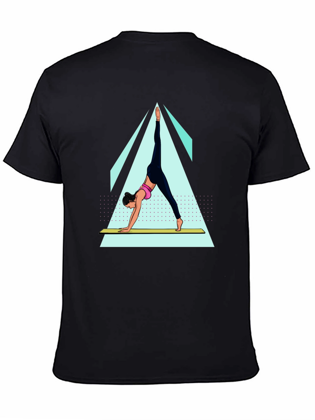 Yoga Pose Graphic Tee - Black Cotton Blend Shirt