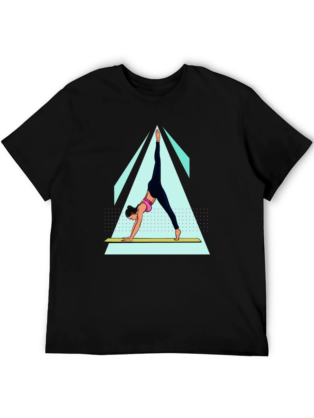 Yoga Pose Graphic Tee - Black Cotton Blend Shirt