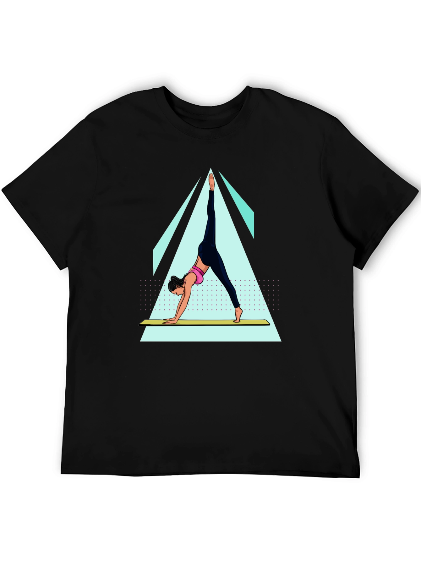 Yoga Pose Graphic Tee - Black Cotton Blend Shirt