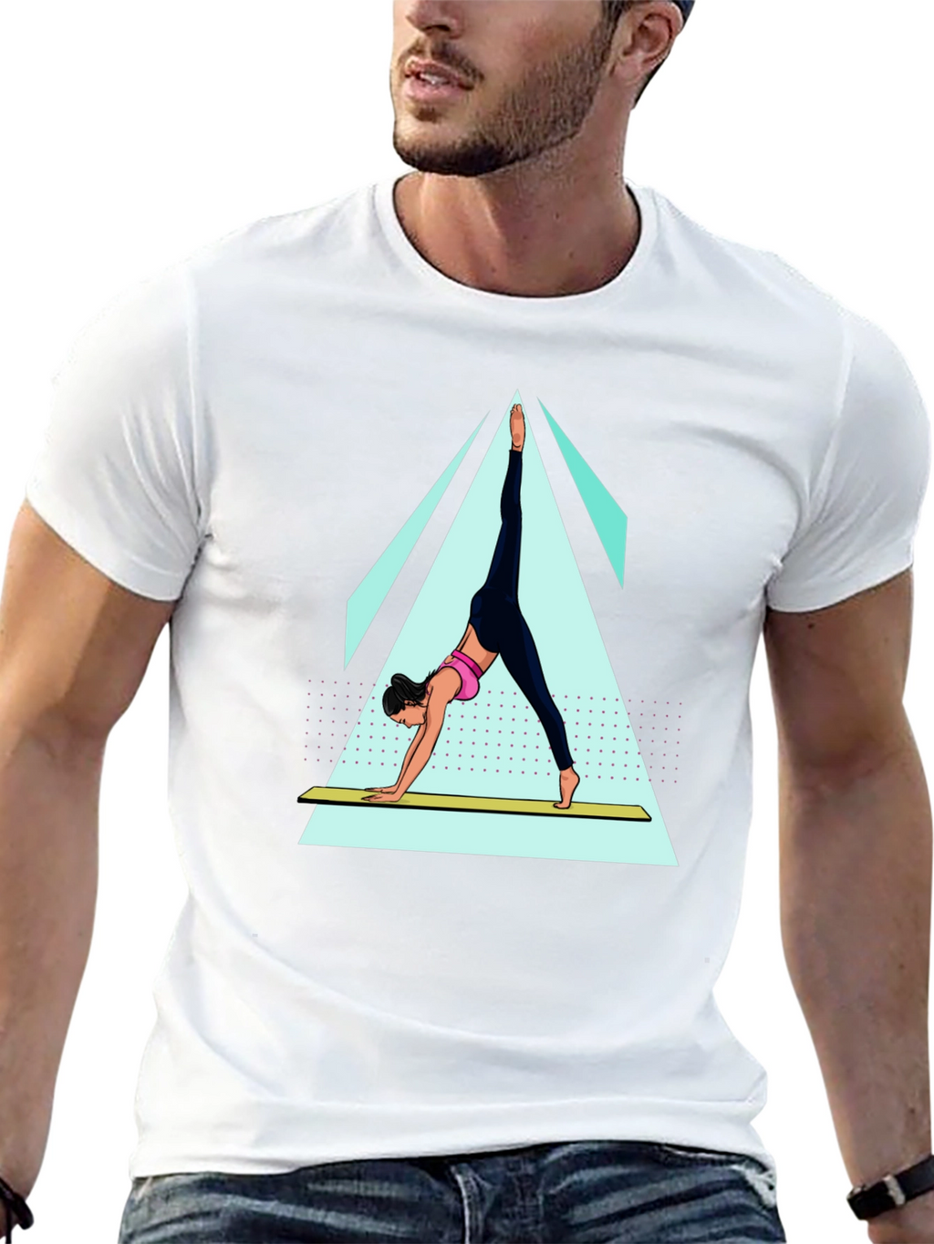 Yoga Pose Graphic Tee - Black Cotton Blend Shirt