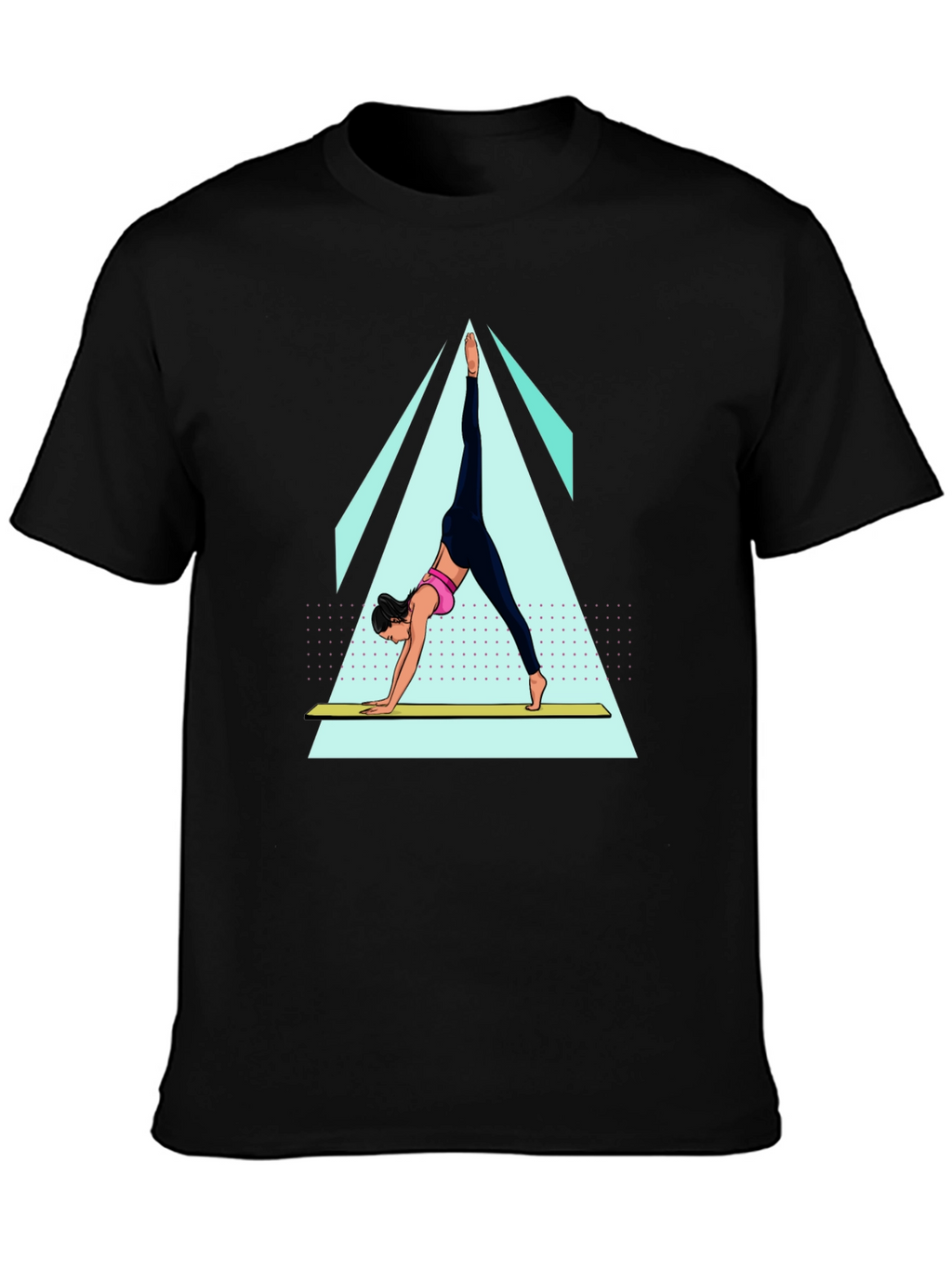 Yoga Pose Graphic Tee - Black Cotton Blend Shirt