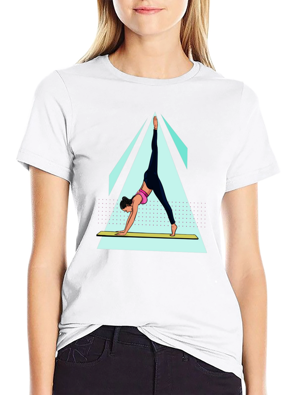 Yoga Pose Graphic Tee - Black Cotton Blend Shirt