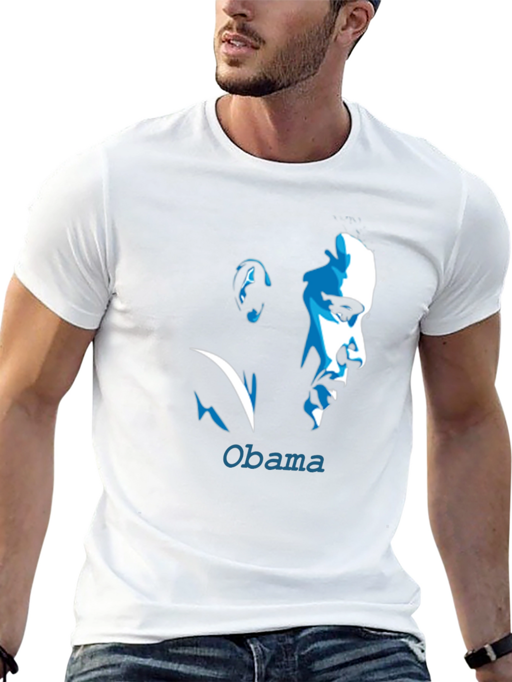 Obama Portrait Graphic Tee - Cool Black T-Shirt