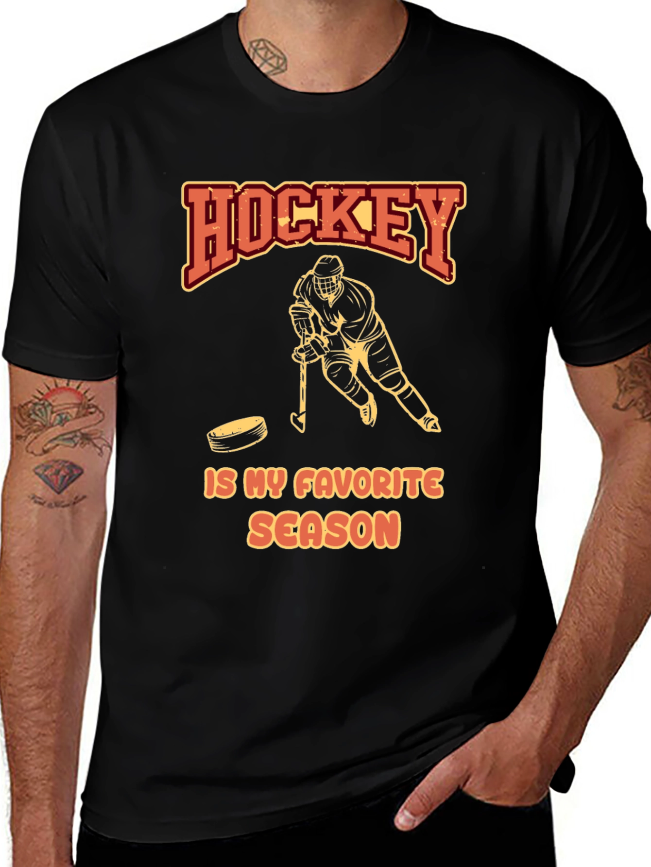 Hockey Is My Favorite Season Black T-Shirt