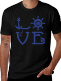 Nautical Love T-Shirt - Anchor Wheel Sailboat Design