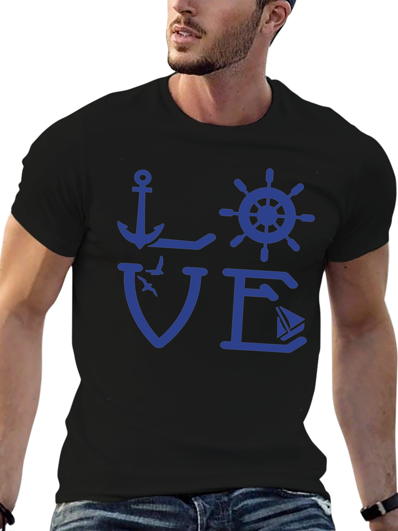 Nautical Love T-Shirt - Anchor Wheel Sailboat Design
