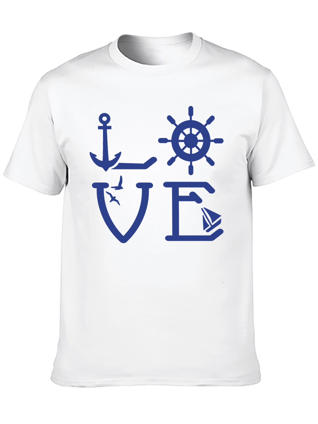 Nautical Love T-Shirt - Anchor Wheel Sailboat Design