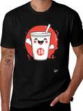 Cute Bubble Tea Graphic T-Shirt - Black