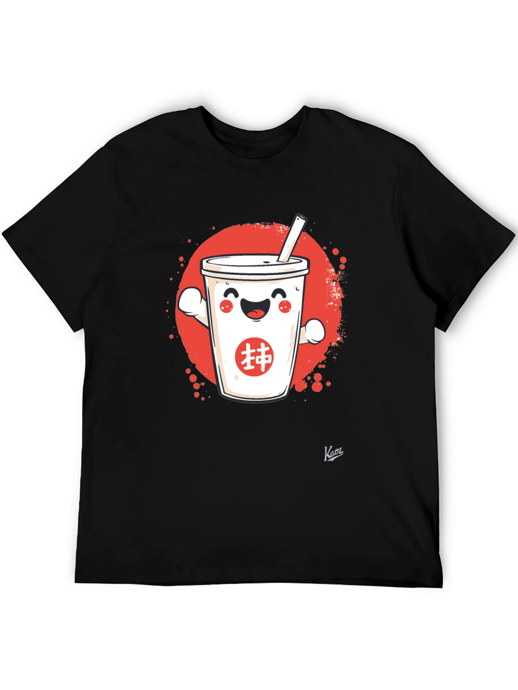 Cute Bubble Tea Graphic T-Shirt - Black