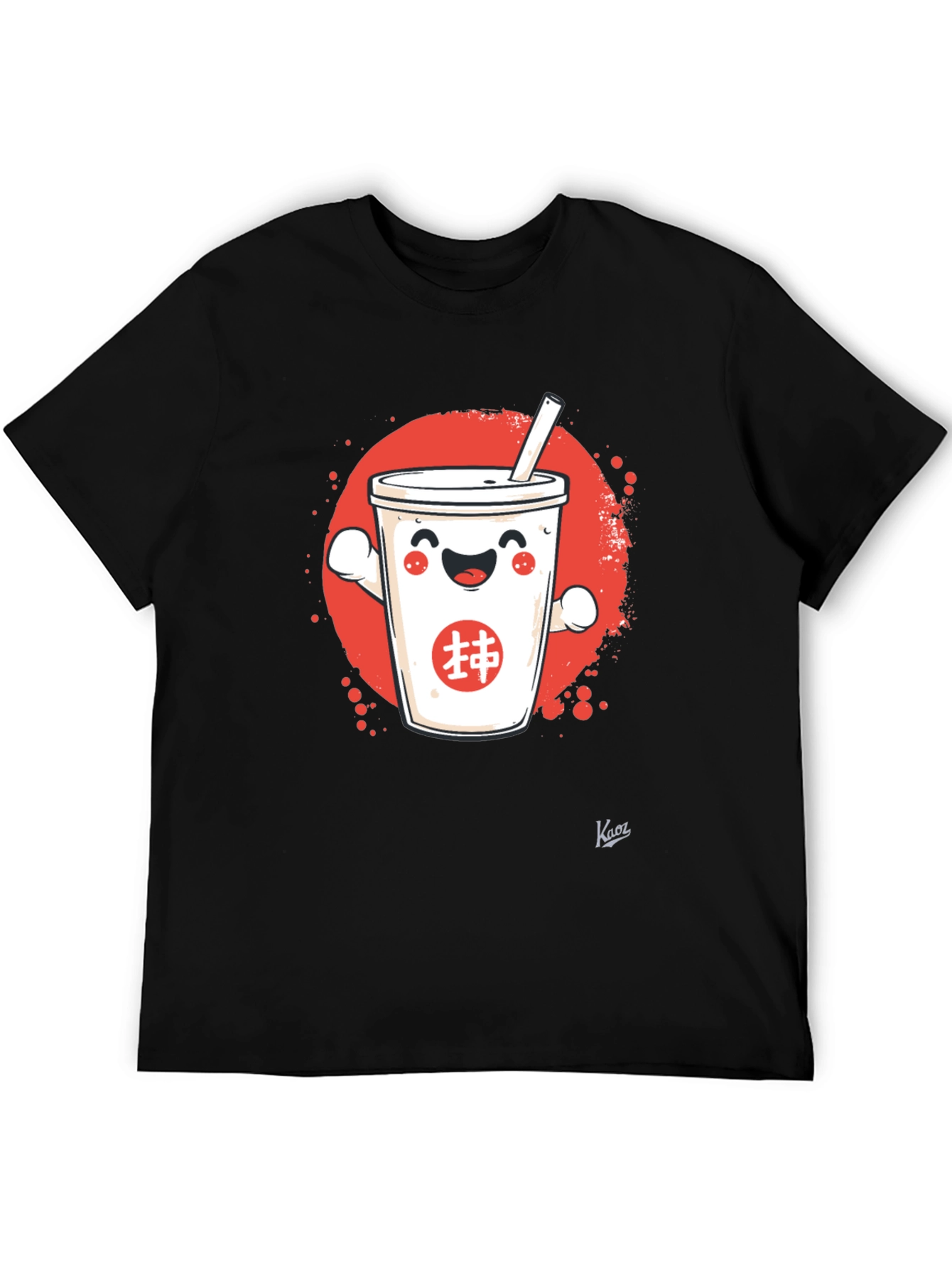 Cute Bubble Tea Graphic T-Shirt - Black