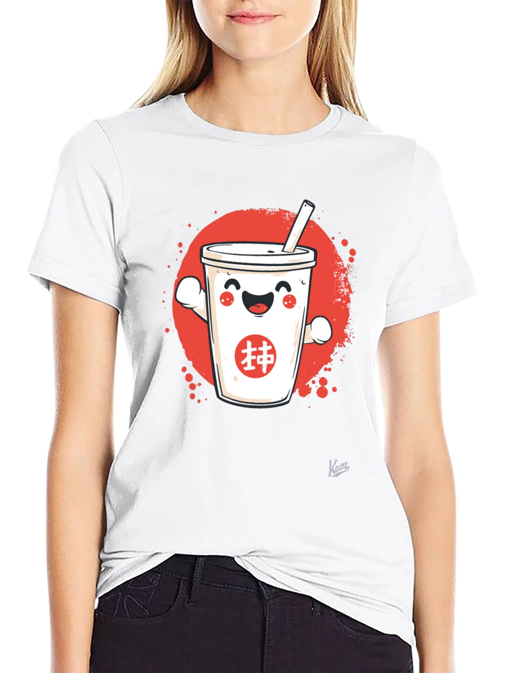 Cute Bubble Tea Graphic T-Shirt - Black