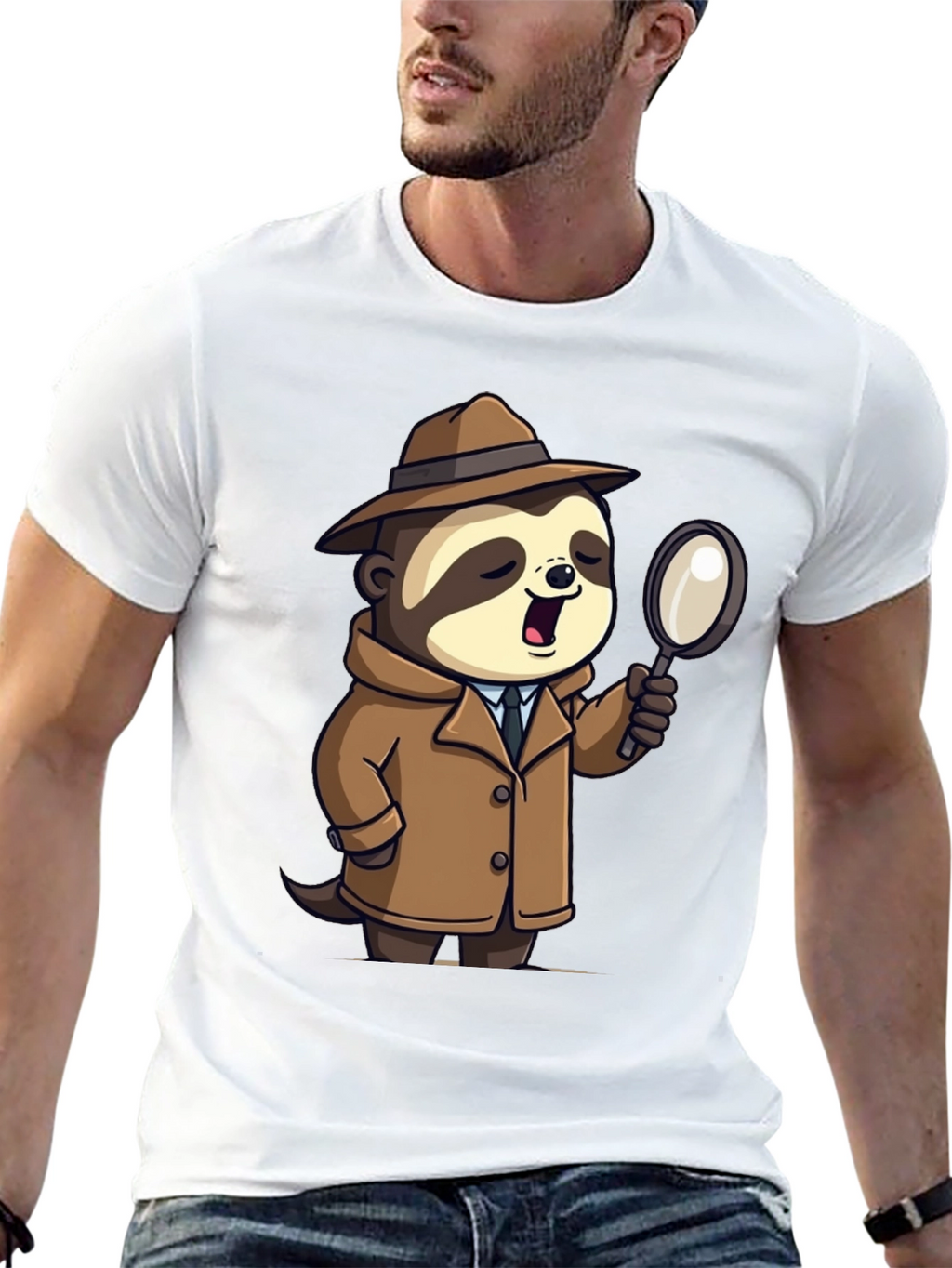 Detective Sloth Graphic Tee - Sleuth in Style!