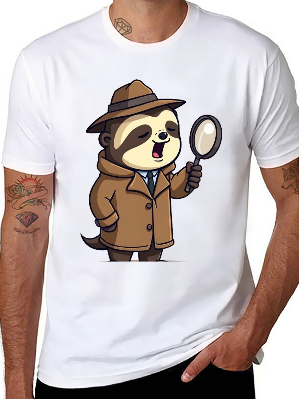Detective Sloth Graphic Tee - Sleuth in Style!