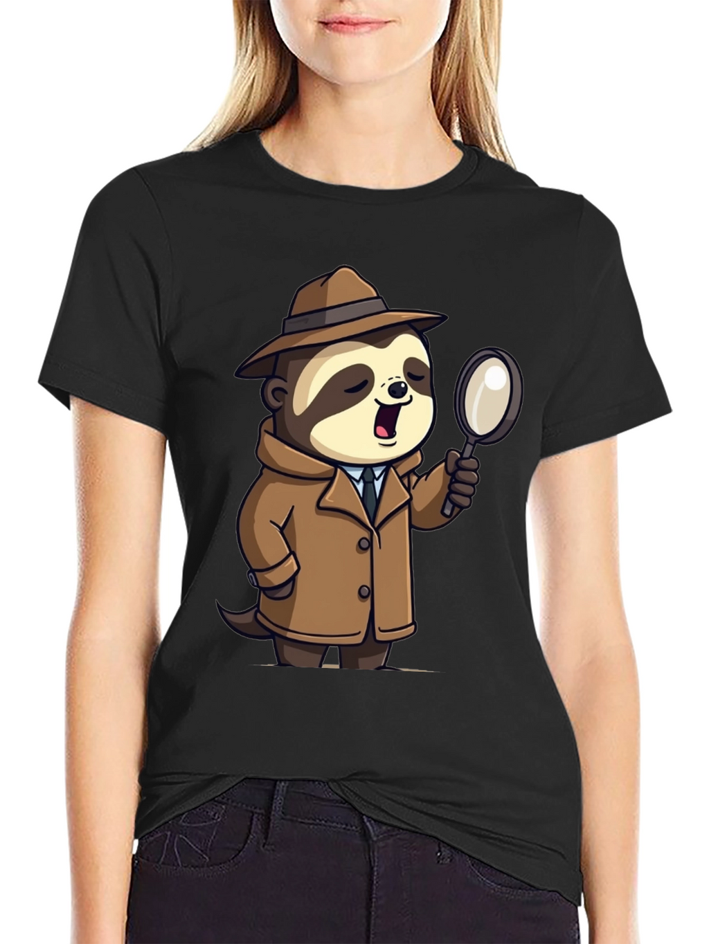 Detective Sloth Graphic Tee - Sleuth in Style!