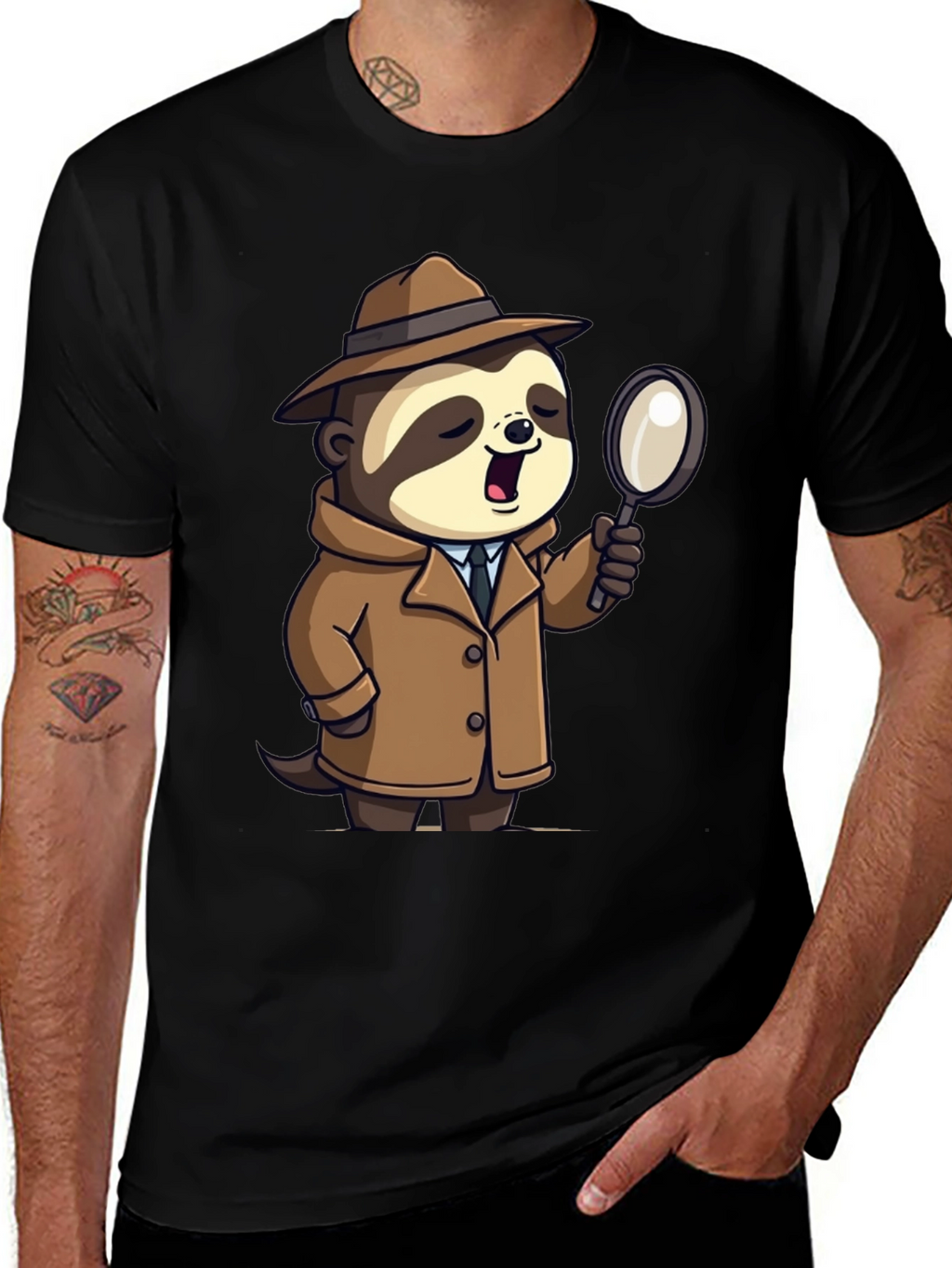 Detective Sloth Graphic Tee - Sleuth in Style!