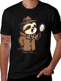 Detective Sloth Graphic Tee - Sleuth in Style!