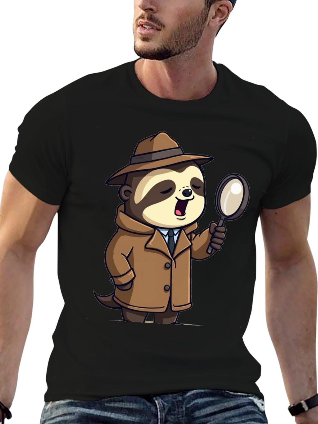 Detective Sloth Graphic Tee - Sleuth in Style!