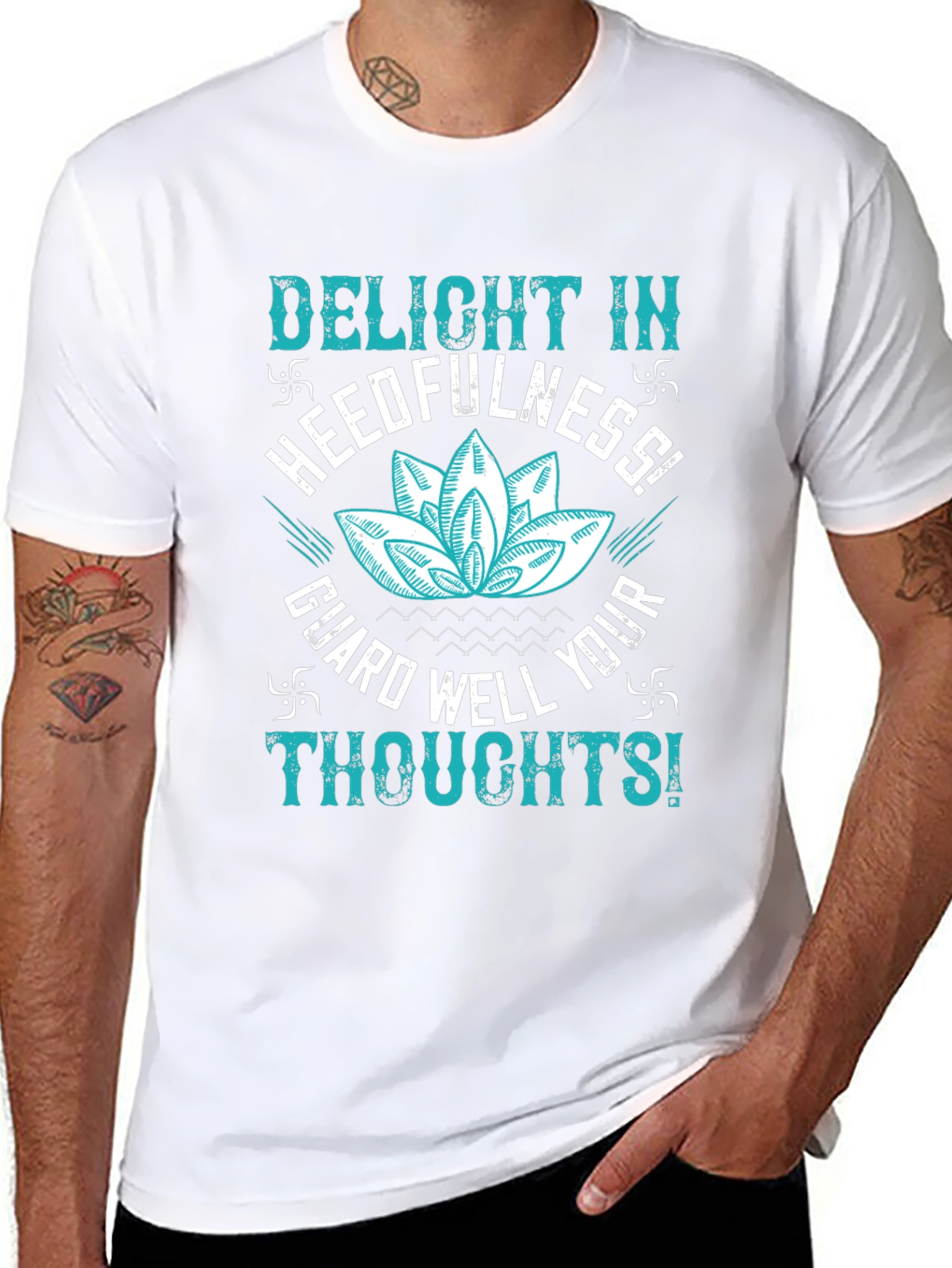 Mindful Thoughts Graphic Tee - Black Cotton T-Shirt