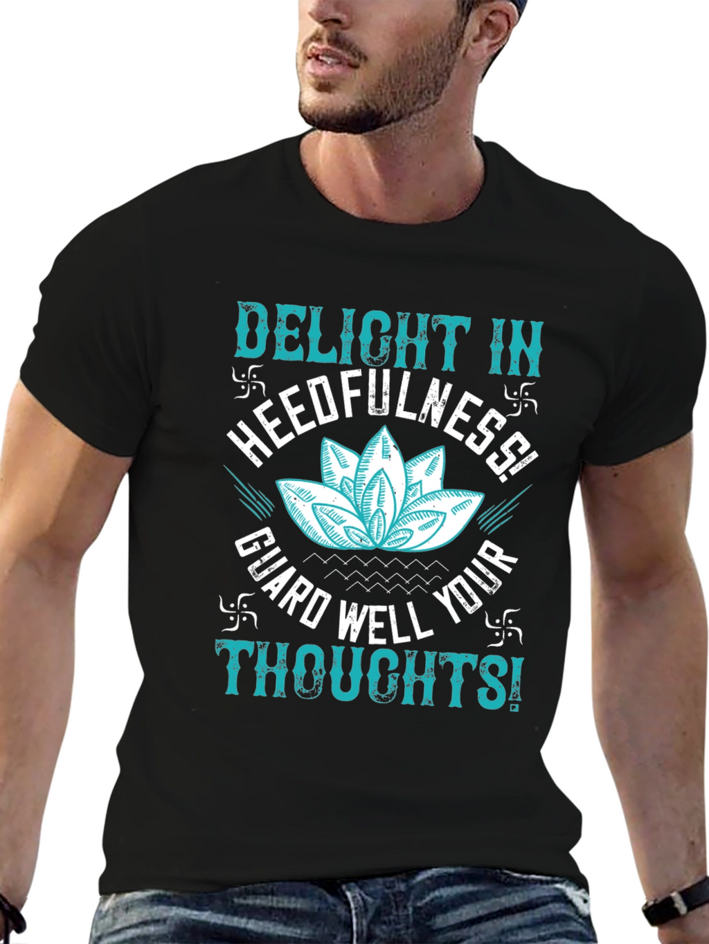 Mindful Thoughts Graphic Tee - Black Cotton T-Shirt