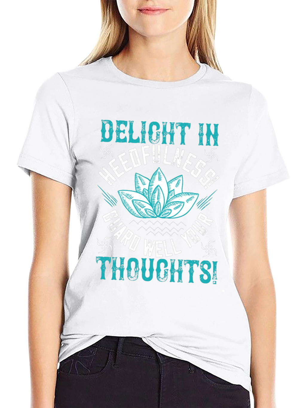 Mindful Thoughts Graphic Tee - Black Cotton T-Shirt