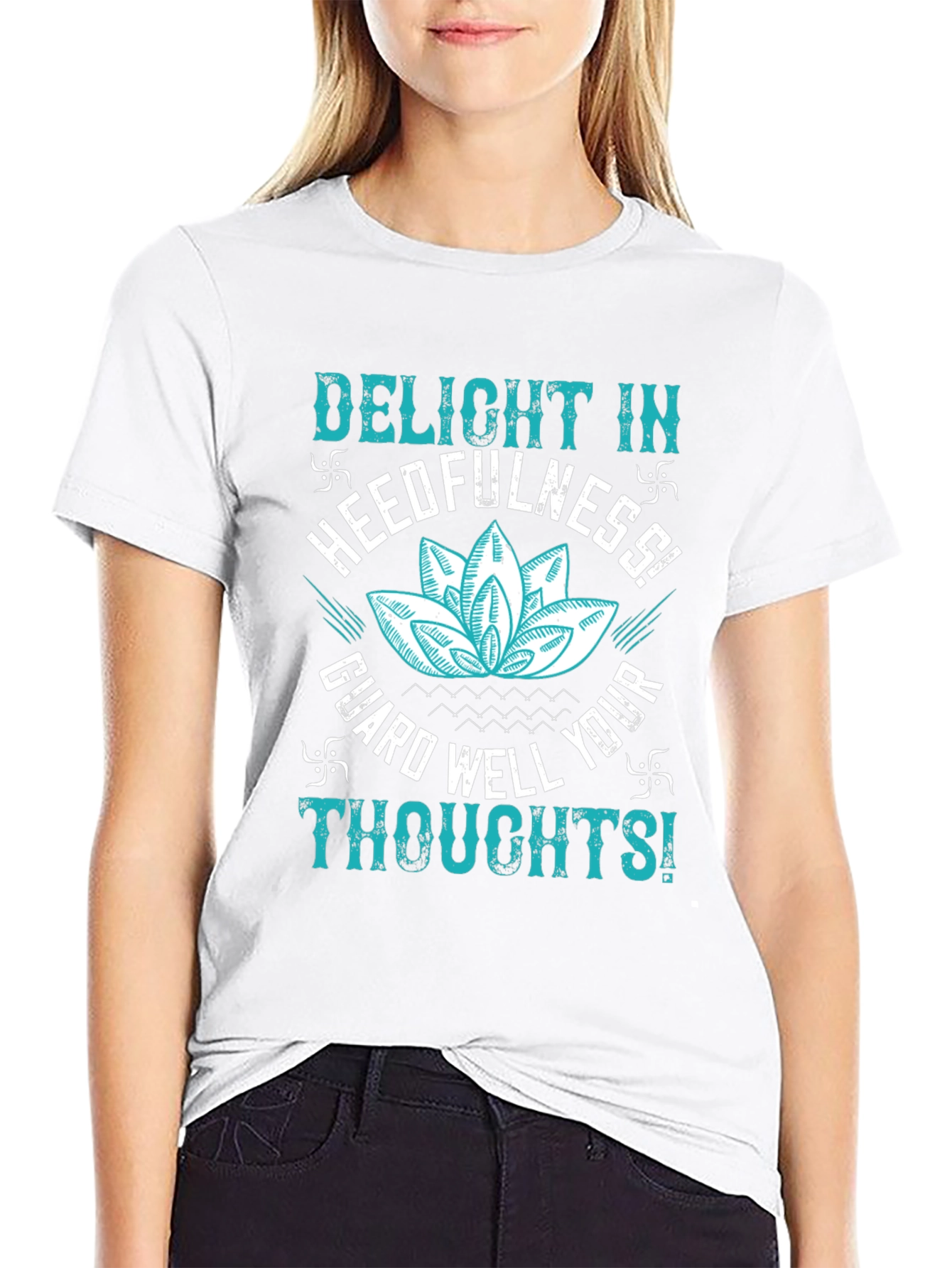 Mindful Thoughts Graphic Tee - Black Cotton T-Shirt