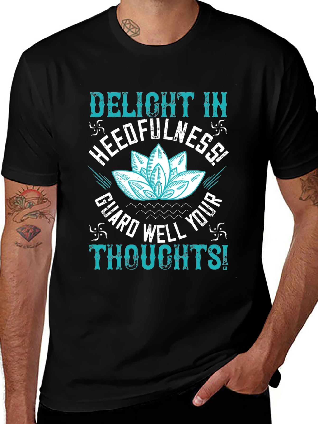 Mindful Thoughts Graphic Tee - Black Cotton T-Shirt