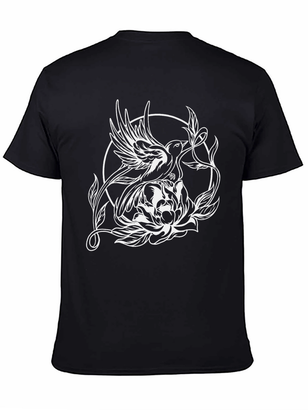 Bird & Flower Graphic Tee - Black
