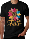 Faith Sunflower Graphic Tee - Trendy Casual Top