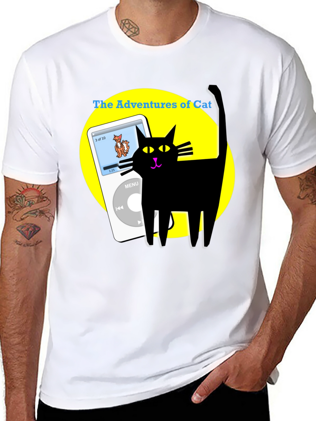 Adventures of Cat T-Shirt - Black Cotton Tee