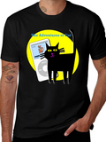 Adventures of Cat T-Shirt - Black Cotton Tee