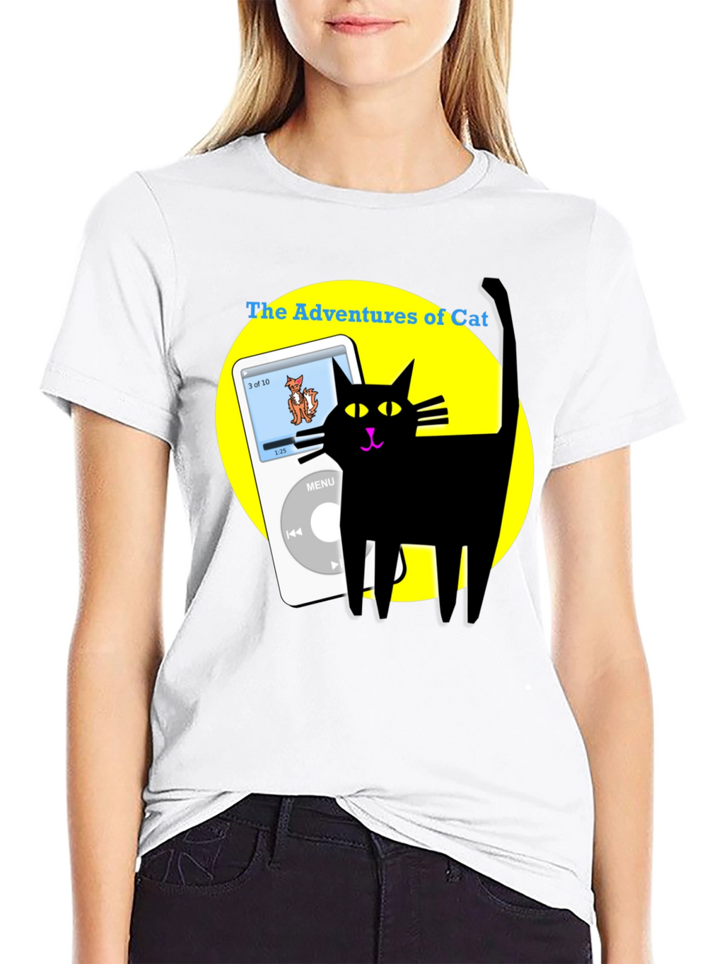 Adventures of Cat T-Shirt - Black Cotton Tee