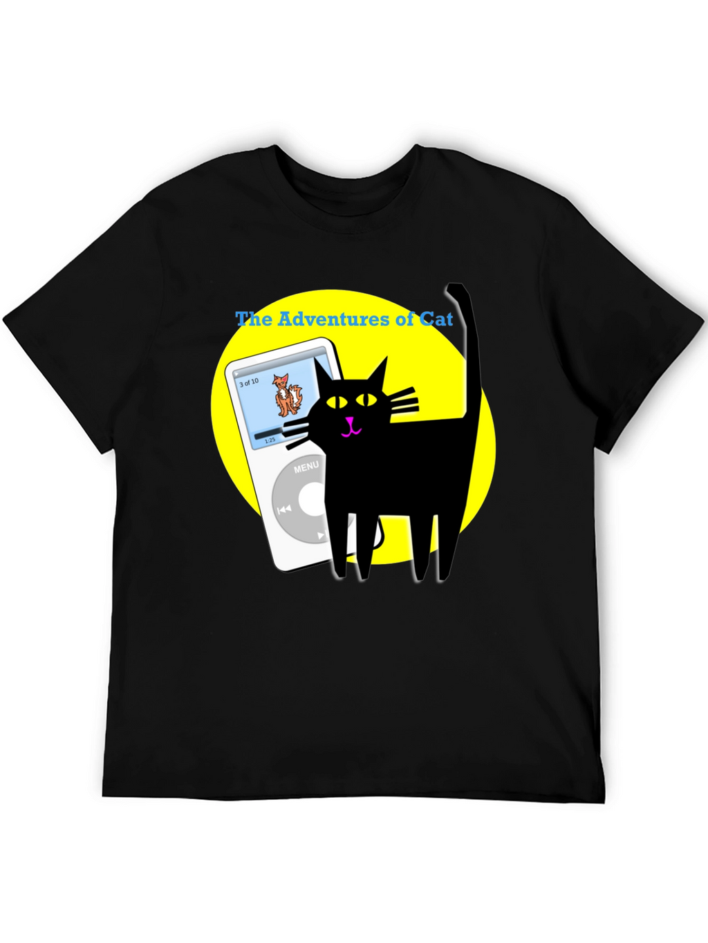 Adventures of Cat T-Shirt - Black Cotton Tee