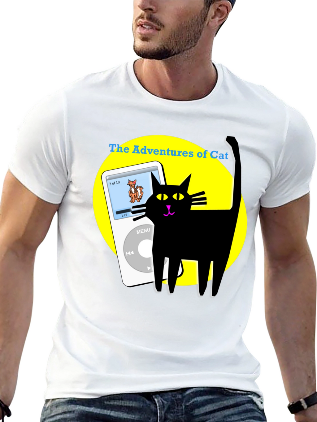 Adventures of Cat T-Shirt - Black Cotton Tee